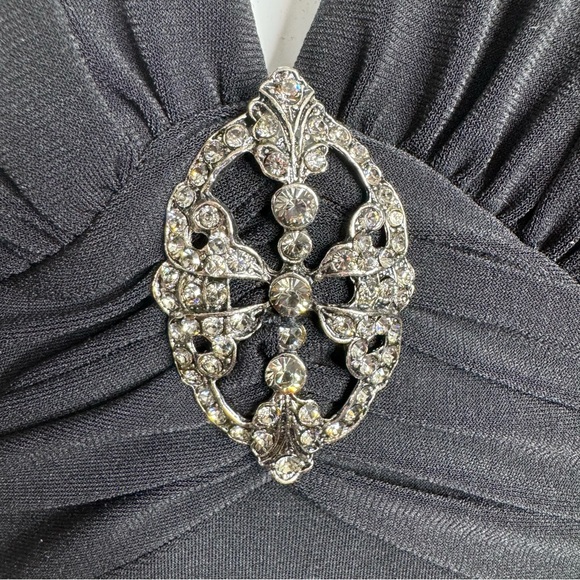 Compliance Alliance 1995 Diamante Sleeveless Asymmetrical Black Maxi Dress - Picture 6 of 8